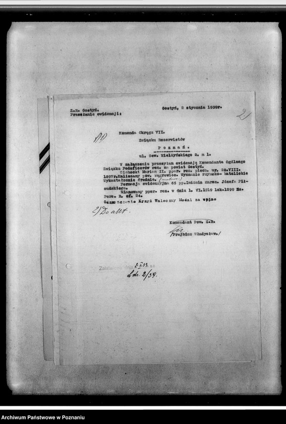 Obraz 6 z jednostki "Korespondencja federacji w sprawach personalno-organizacyjnych dotycząca zgłoszeń na kurs, rozliczenia z imprez, programów odpraw, regulaminów komisji finansowo-gospodarczej, spisy zaproszeń kombatantów na imprezy"