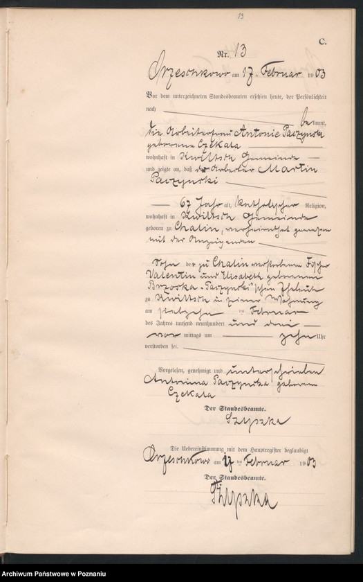 Obraz 16 z jednostki "Sterbe-Neben-Register"