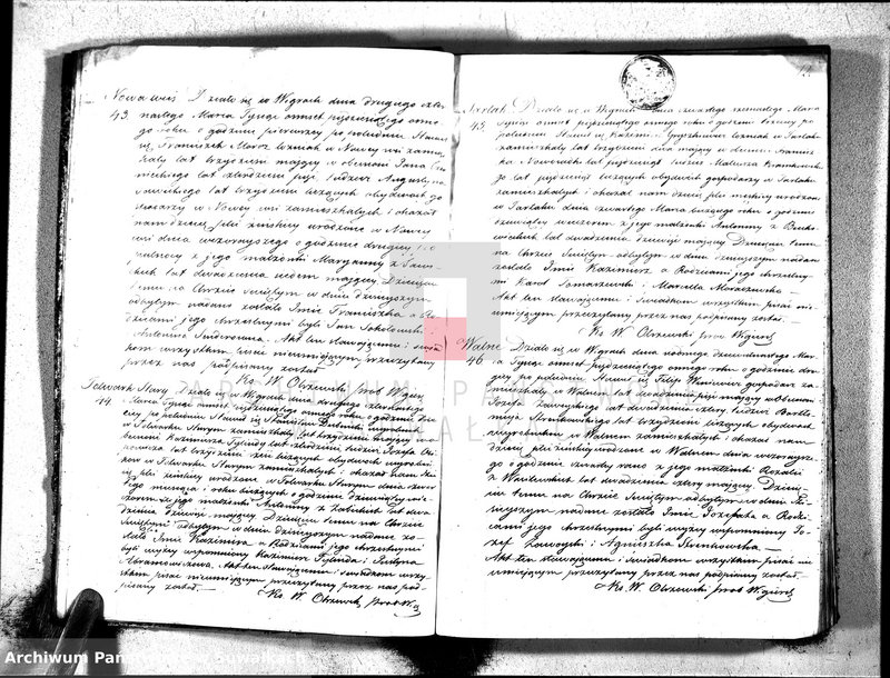 image.from.unit.number "Duplikat akt urodzonych, zaślubionych i zmarłych parafii wigierskiej na rok 1858"