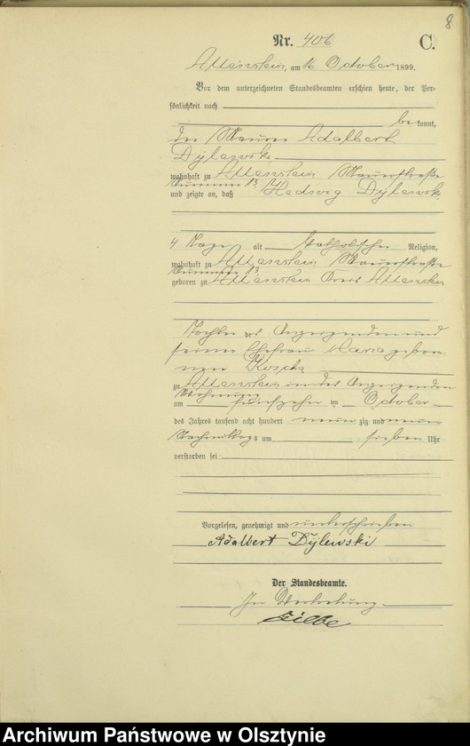 image.from.unit.number "Sterbe-Haupt-Register Tom II,Nr 400 - 529"
