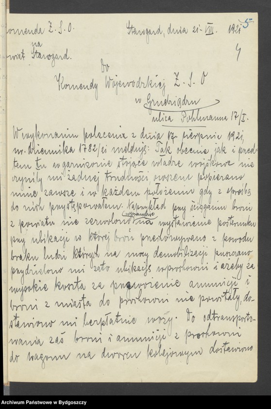 image.from.unit.number "[Raporty Powiatowych Komend Zachodniej Straży Obywatelskiej do Komendy Wojewódzkiej w Grudziądzu, sprawy wojskowe]"
