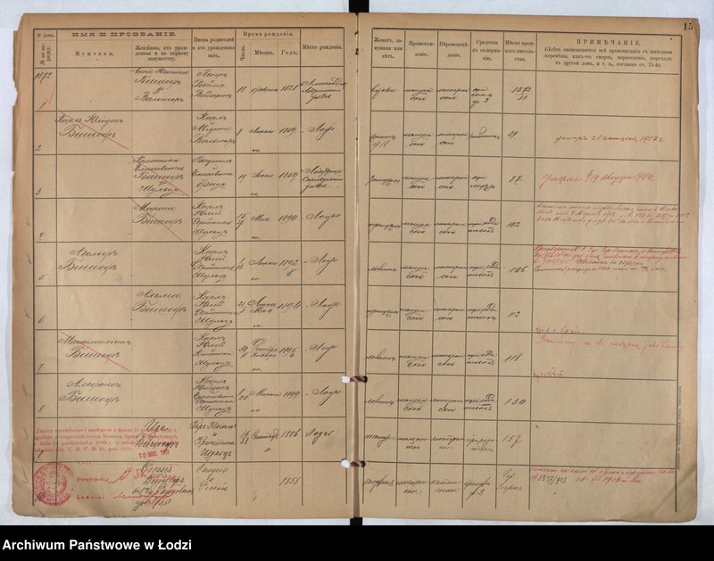 Obraz 14 z jednostki "[Księga ludności stałej m. Łodzi guberni piotrkowskiej nr domu 1372-1380]"