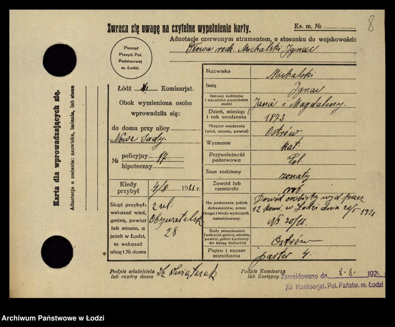 Obraz 10 z jednostki "[Spis ludności Łodzi] Michalski - Michałowicz"