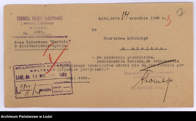 Obraz 10 z jednostki "Towarzystwo Śpiewacze "Hazomir" w Aleksandrowie pow. łódzki"