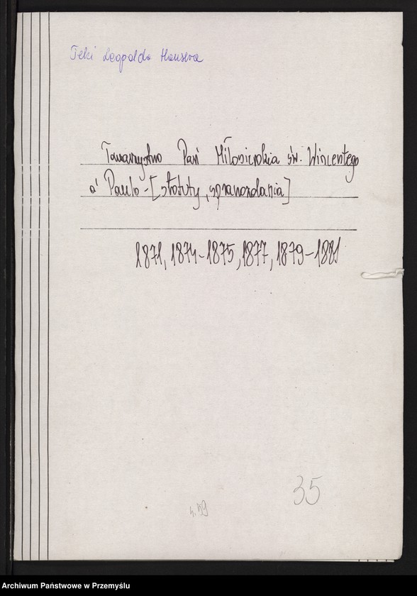 image.from.unit.number "Towarzystwo Pań Miłosierdzia św. Wincentego a Paulo - [statuty, sprawozdania]"