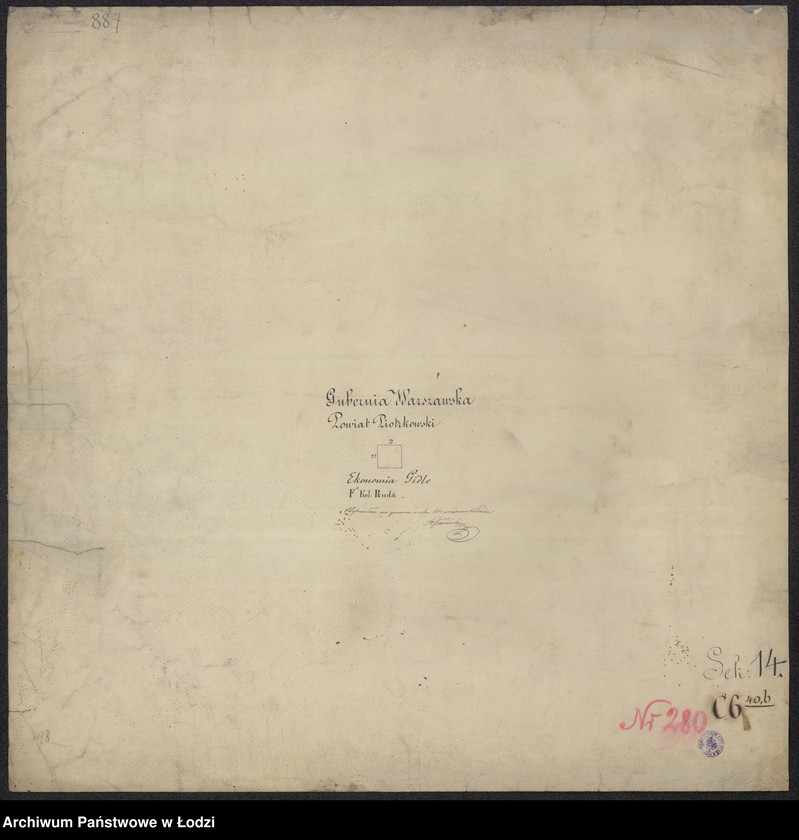 Obraz 2 z jednostki "Планшетъ казеннаго селенiя Руда Петроковской губернiи Новорадомскаго уѣзда"