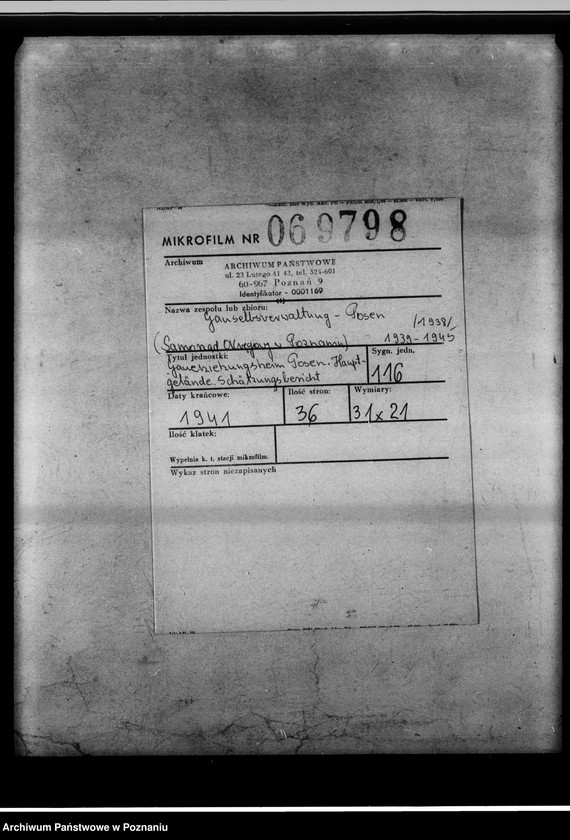 Obraz 1 z jednostki "Gauerziehungsheim Posen. Hauptgelände. Schätzungsbericht."