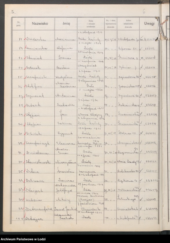 image.from.unit.number "Ewidencja dowodów osobistych wydanych przez Zarząd Miejski w Łodzi, zespół nr 7 [- nazwiska na literę S]"