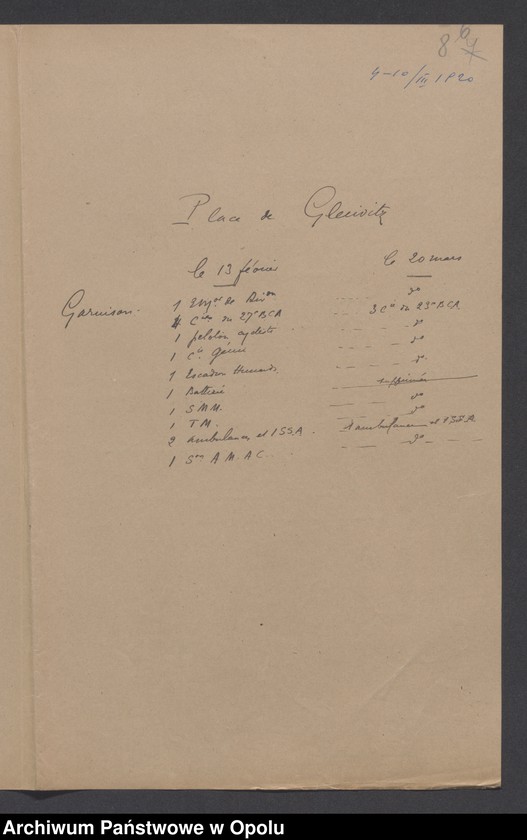 Obraz 9 z jednostki "Tabelau Recapitula et Etats de Previsions de Depenses Casernement  /Zestawienie wydatków na zakwaterowanie wojsk, remonty, sprzęt kwaterunkowy/ III. 1920"