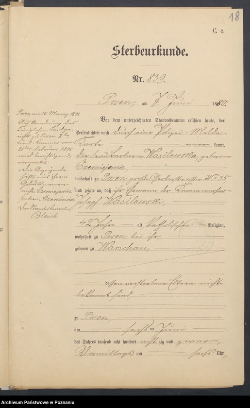 Obraz 20 z jednostki "Die von den Verlobten beigebrachten Urkunden zur Eheschliessung pro 1899"