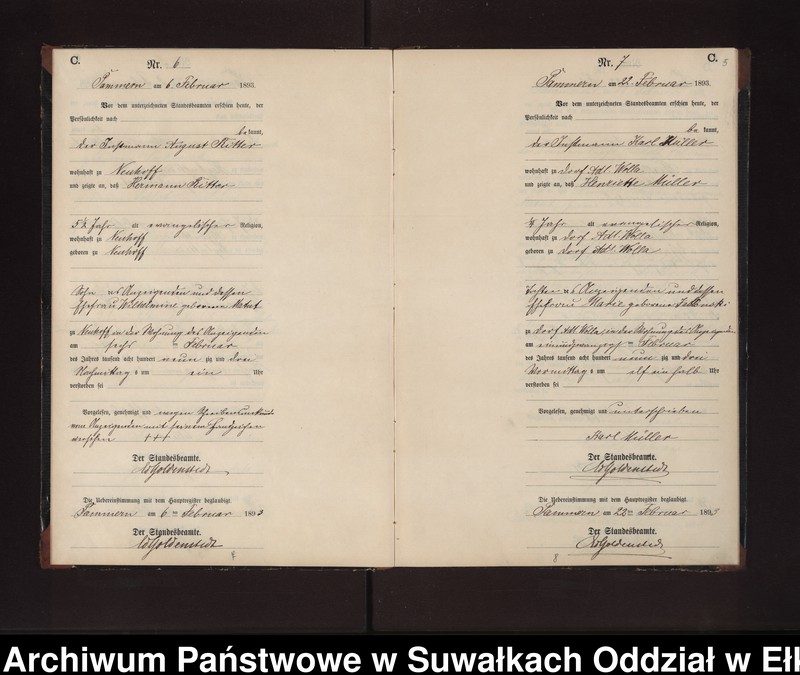 image.from.unit.number "Sterbe-Neben-Register des Preussischen Standes-Amtes Neuhoff Kreis Loetzen"