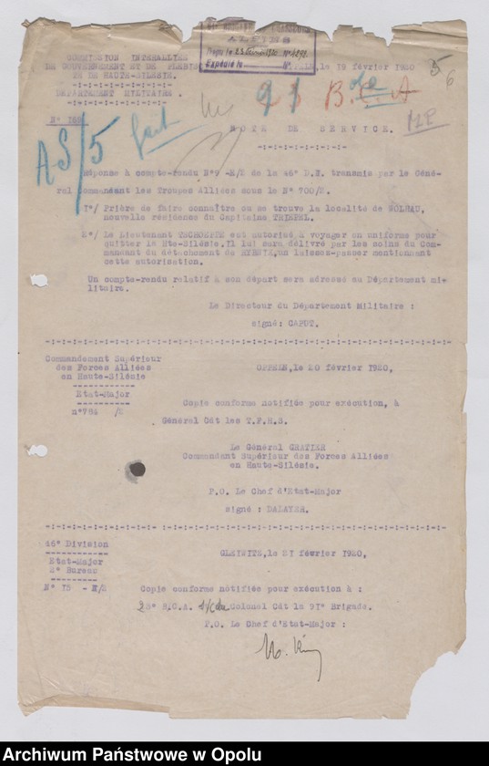 Obraz 8 z jednostki "/Korespondencja i sprawozdania, instrukcje w sprawach zapewnienia bezpieczeństwa i porządku publicznego, zakazy kolportażu prasy niemieckiej/ 4.02.1920 - 23.04.1922"