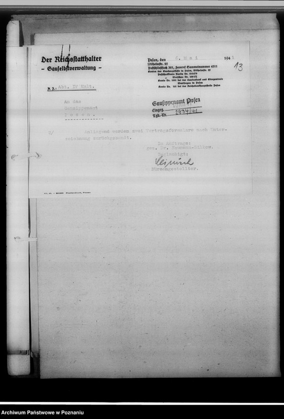 Obraz 17 z jednostki "Zeitschrift für ostdeutsche Sippenforschung [korespondencja w sprawie prospektu wydawnictwa, umowa z Wydawnictwem Pedagogicznym]"