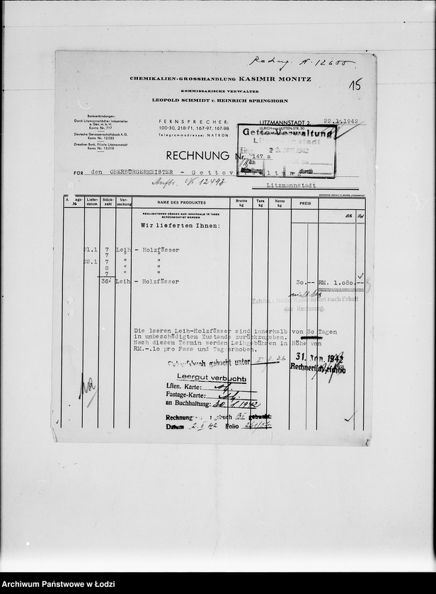 Obraz 19 z jednostki "M [rachunki za dostawy towarów dla Getta]"