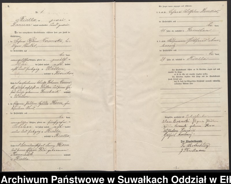 image.from.unit.number "Heiraths-Haupt-Register des Königlichen Preussischen Standes-Amtes Bialla Kreis Johannisburg"