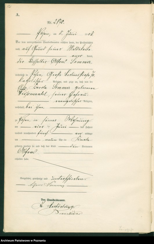 Obraz 14 z jednostki "Księga miejscowa urodzeń tom V"