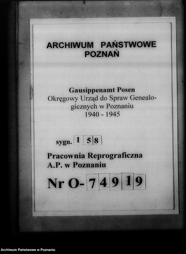 Obraz 1 z jednostki "Bücherverzeichnis, Kreissippenamt Hohensalza [Inowrocław]"