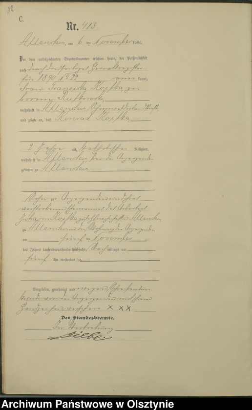 image.from.unit.number "Sterbe-Haupt-Register Tom II, Nr 398-510"