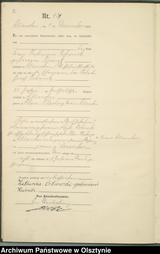 image.from.unit.number "Sterbe-Haupt-Register Tom II, Nr 426-454"