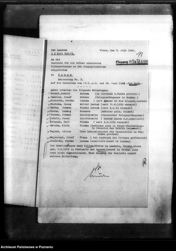 Obraz 15 z jednostki "Alois Krosny aus Pawlowitz, Kreis Pless (Pszczyna)"