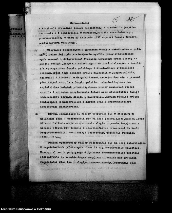 Obraz 18 z jednostki "Prywatna Szkoła Powszechna z niemieckim językiem nauczania w Obrzycku powiat Szamotuły"
