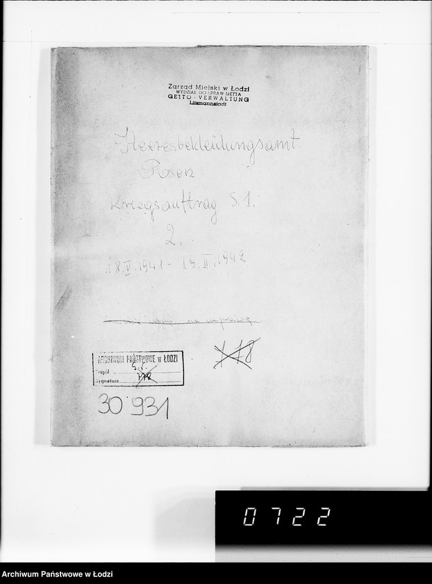 Obraz 4 z jednostki "Heeresbekleidungsamt Posen.Kriegsauftrag s.1/2"