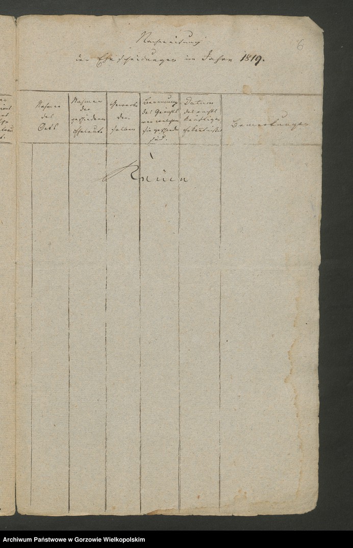 image.from.unit.number "Geburts-Todten-Heiraths und Ehescheidungs Listen der Judenschaft zu Braetz für das Jahr 1819"