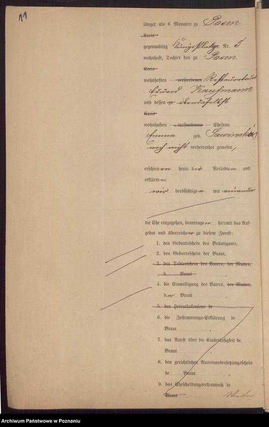 Obraz 13 z jednostki "Die von den Verlobten beigebrachten Urkunden zur Eheschliessung pro 1898"