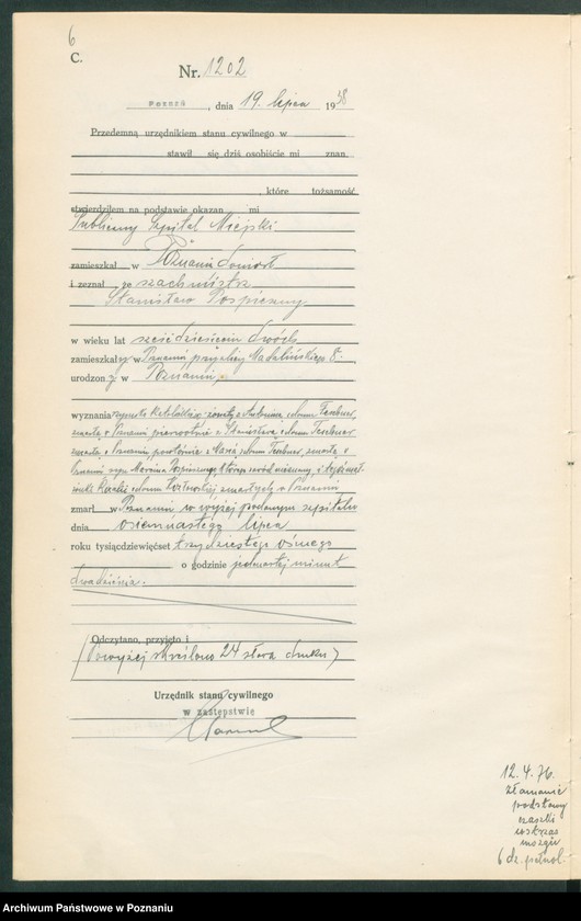 Obraz 8 z jednostki "Księga miejscowa zgonów tom III [Rejestr główny zgonów]"