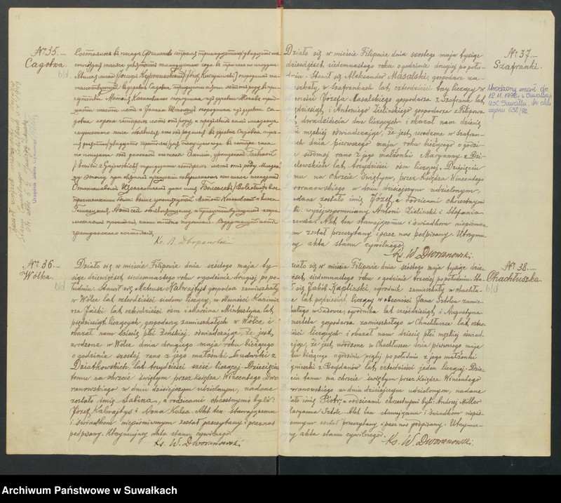 Obraz 12 z jednostki "[Księga akt urodzeń, małżeństw i zgonów parafii rzymskokatolickiej w Filipowie z 1917 roku]"