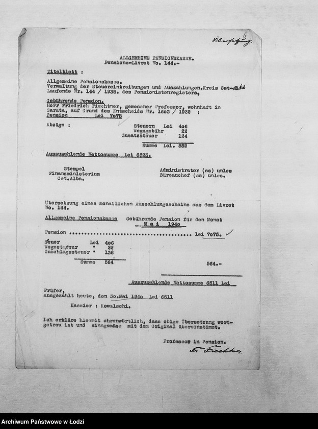 Obraz 9 z jednostki "Banken [Wykazy zagranicznych Żydów wsiedlonych do getta łódzkiego, którym należały się renty od instytucji ubezpieczeniowych oraz banków zachodnich]"