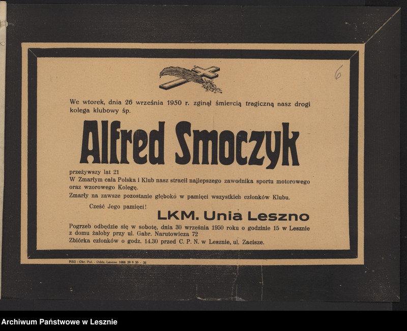 Obraz 7 z jednostki "[Nekrolog oraz telegramy nadesłane do Klubu po śmierci Alfreda Smoczyka]"