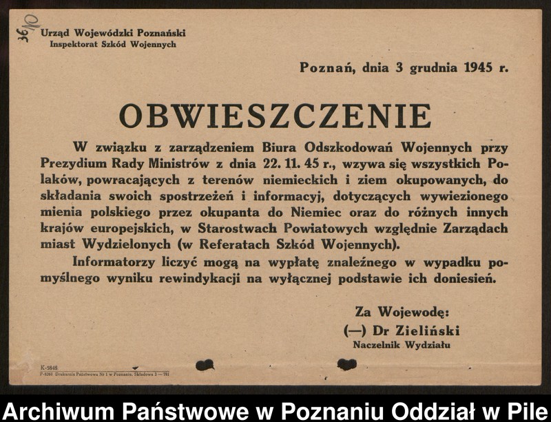 Obraz 12 z jednostki "[Zarządzenia i sprawozdania statystyczne dotyczące rejestracji szkód wojennych]"