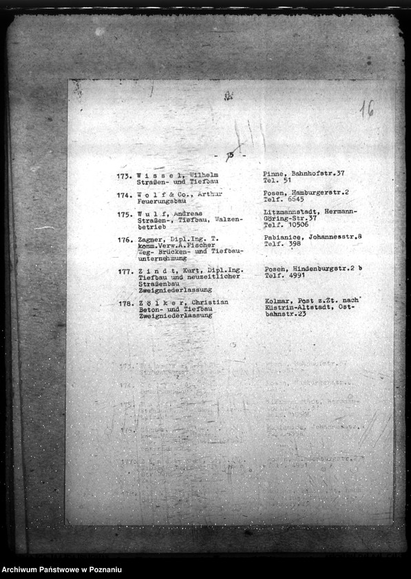 Obraz 20 z jednostki "Wirtschaftsgruppe Bauindustrie- Bezirks- gruppe Wartheland. Mitgliederverzeichnis"