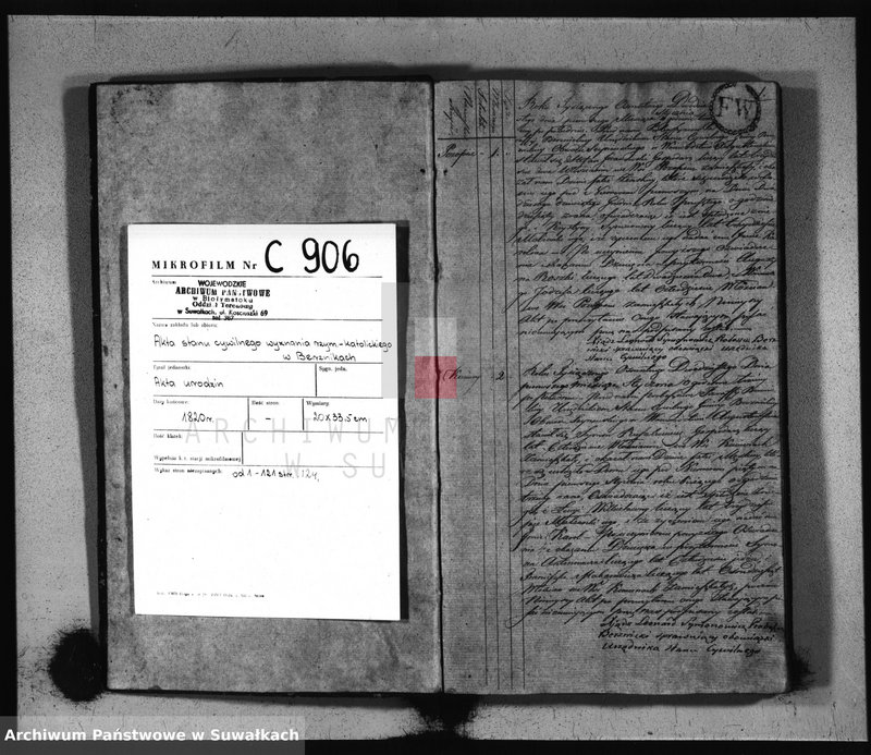 image.from.unit.number "Akta Urodzonych Gminy Berznickiey od Dnia 1-o Stycznia 1820 Roku"