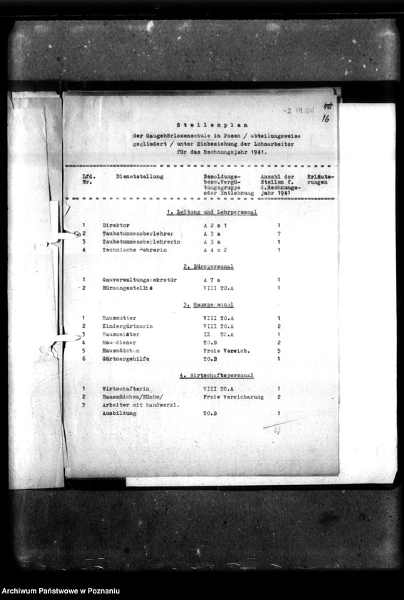 Obraz 20 z jednostki "Stellenplan [Budżet szkoły na lata 1940-1943]."