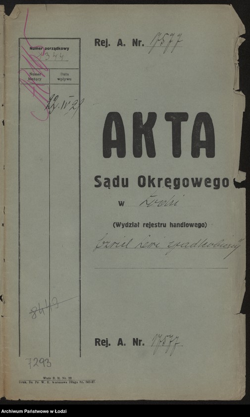 Obraz 2 z jednostki "Ezriel Lewi- Spadkobiercy- wyroby włókiennicze"