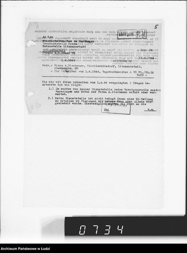 Obraz 10 z jednostki "Hauptreühandstelle Ost.[Korespondencja w sprawach majątkowych, podatkowych i należności finansowch]"