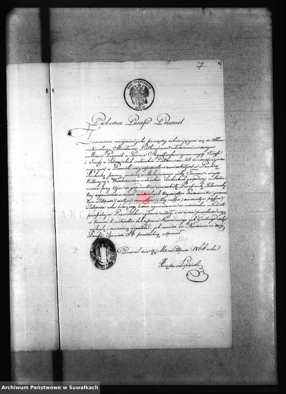 image.from.unit.number "Dowody do Akt Małżeństw Parafii Jeleniewskiej z roku 1866."