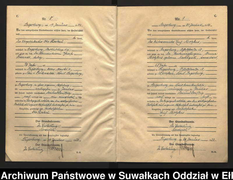 image.from.unit.number "C2. Sterbe - Register (Neben - Register) Standesamt Angerburg Ostpr. einschl. der Standesamtsbezirk Gross Strengeln, Kehlen und Prinowen"