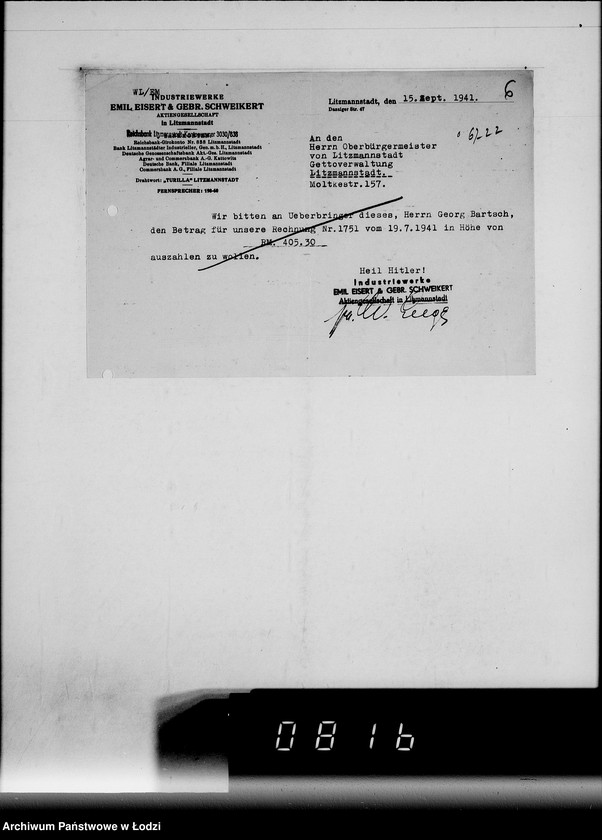 Obraz 10 z jednostki "E. Rechnungen [za dostawy towarów spoza Getta]"