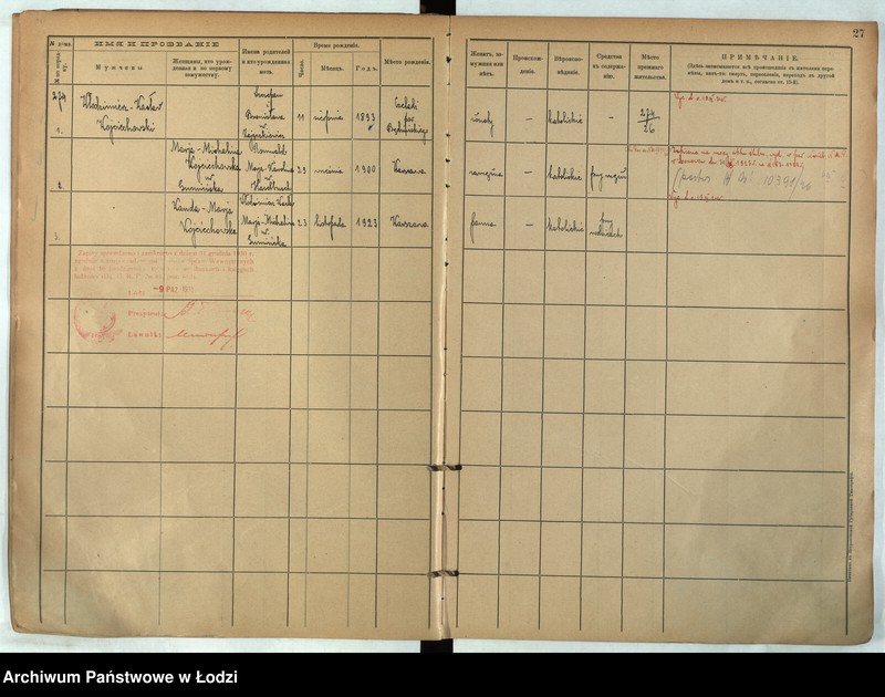 Obraz 20 z jednostki "[Księga ludności stałej m. Łodzi guberni piotrkowskiej nr domu 274-278]"