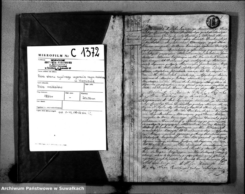 image.from.unit.number "Akta Zaślubionych Stanu Cywilnego Gminy Kopciowskiey na Rok 1824."