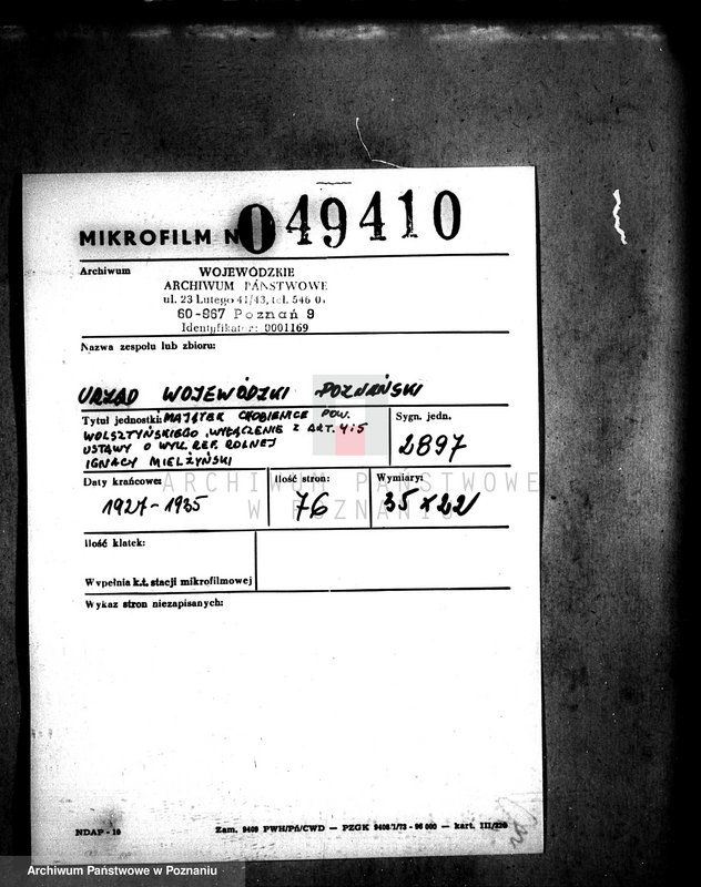 image.from.unit.number "Majątek Chobienice powiatu wolsztyńskiego wyłączenie z art. 4 i 5 ustawy o reformie rolnej Ignacy Mielżyński"