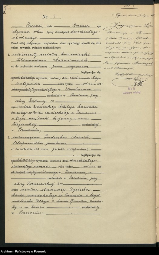 Obraz 7 z jednostki "Księga miejscowa małżeństw tom I [Rejestr główny małżeństw]"