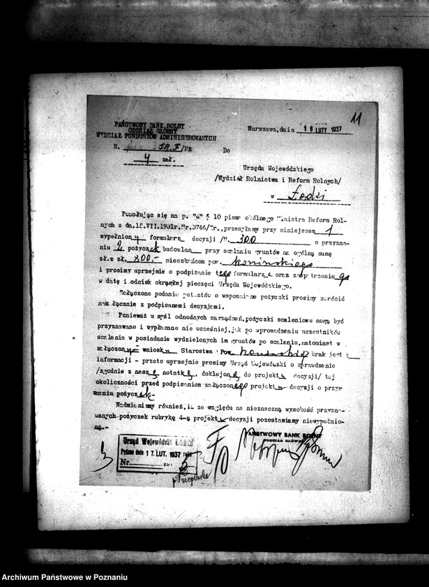 Obraz 14 z jednostki "Sprawa przyznania pomocy kredytowej uczestnikom scalenia gruntów wsi Świętniki powiatu konińskiego"