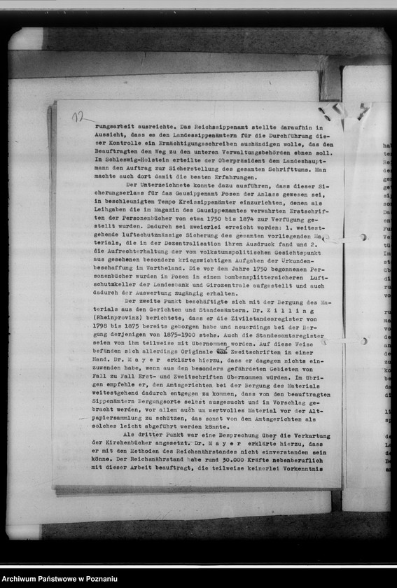 Obraz 16 z jednostki "Tagesordnung zur Arbeitsbesprechung der Sippenamtsleiter aus den Ortsgebieten in Posen [Poznań] [oraz korespondencja]"