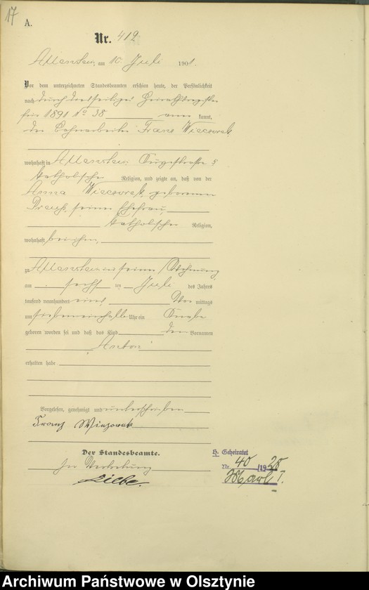 image.from.unit.number "Geburts-Haupt-Register Tom II,Nr 397 - 767"