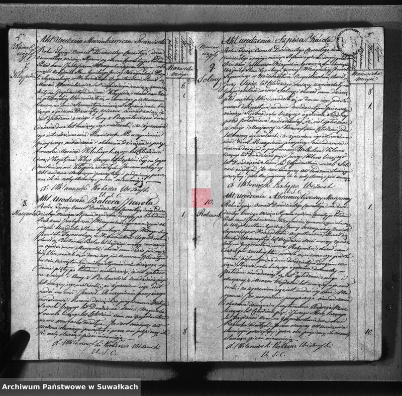 image.from.unit.number "Akta urodzonych gminy wiżańskiey obwodu seyneńskiego, w województwie augustowskim od dnia 1-go stycznia do dnia 31 grudnia 1824 roku"