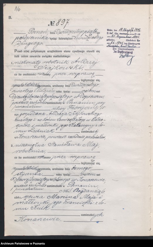 Obraz 18 z jednostki "Księga miejscowa małżeństw tom IV [Rejestr główny małżeństw]"